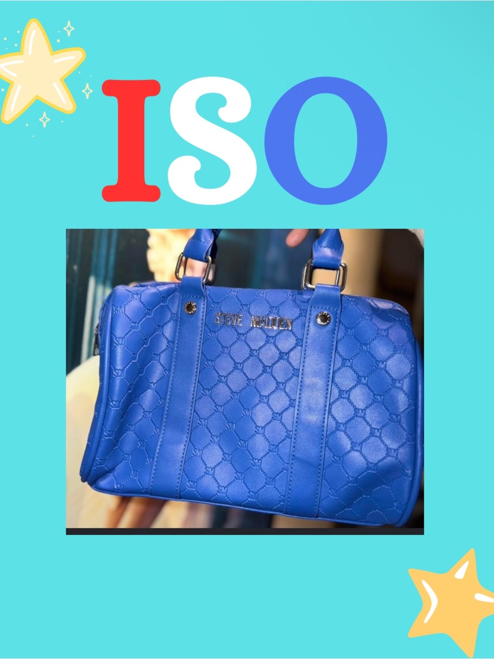 IN SEARCH OF: Steve Madden Blue Quilted Satchel with Top Handles